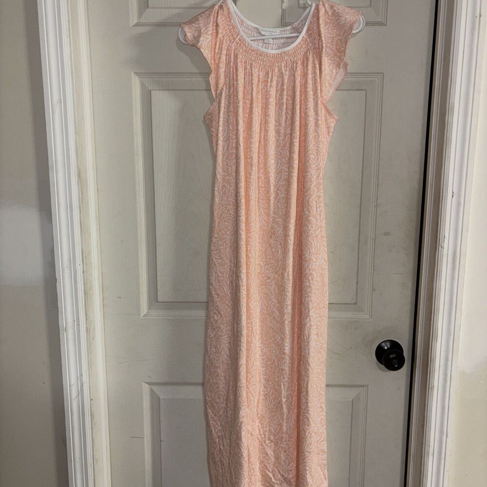 Charter Club Women's Cotton Smocked-Neck Nightgown Size  Small Peachy Color